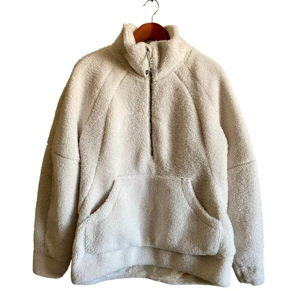 Lululemon Scuba Fleece Half Zip Pullover Womens Size M/L Cream - Picture 1 of 11